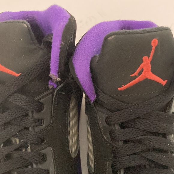 GUC Nike Jordan 5 Retro Raptors Size 11C Kids Black Ember Glow Fierce Purple - Picture 10 of 12